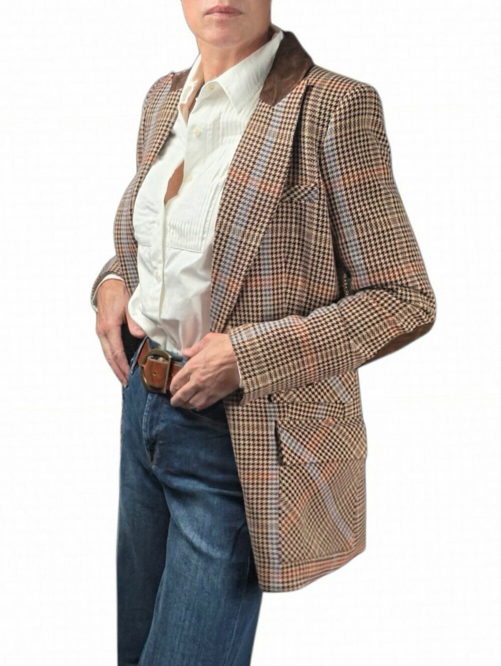 VERONICA BEARD Destry Dickey Houndstooth Checked Tweed Blazer In Chicory Multi - Picture 5 of 16